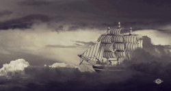 bateau sortant des nuages