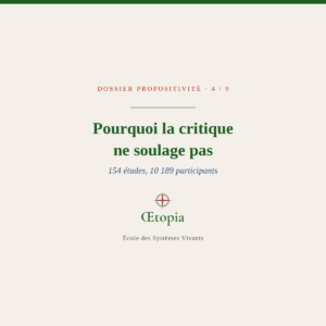 Pourquoi la critique ne soulage pas, 154 études, Œtopia